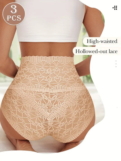 💯🔝Panty De Encaje Sin Costuras ⭐⭐⭐⭐⭐ De Cintura De Corte Alto Para Mujer💃