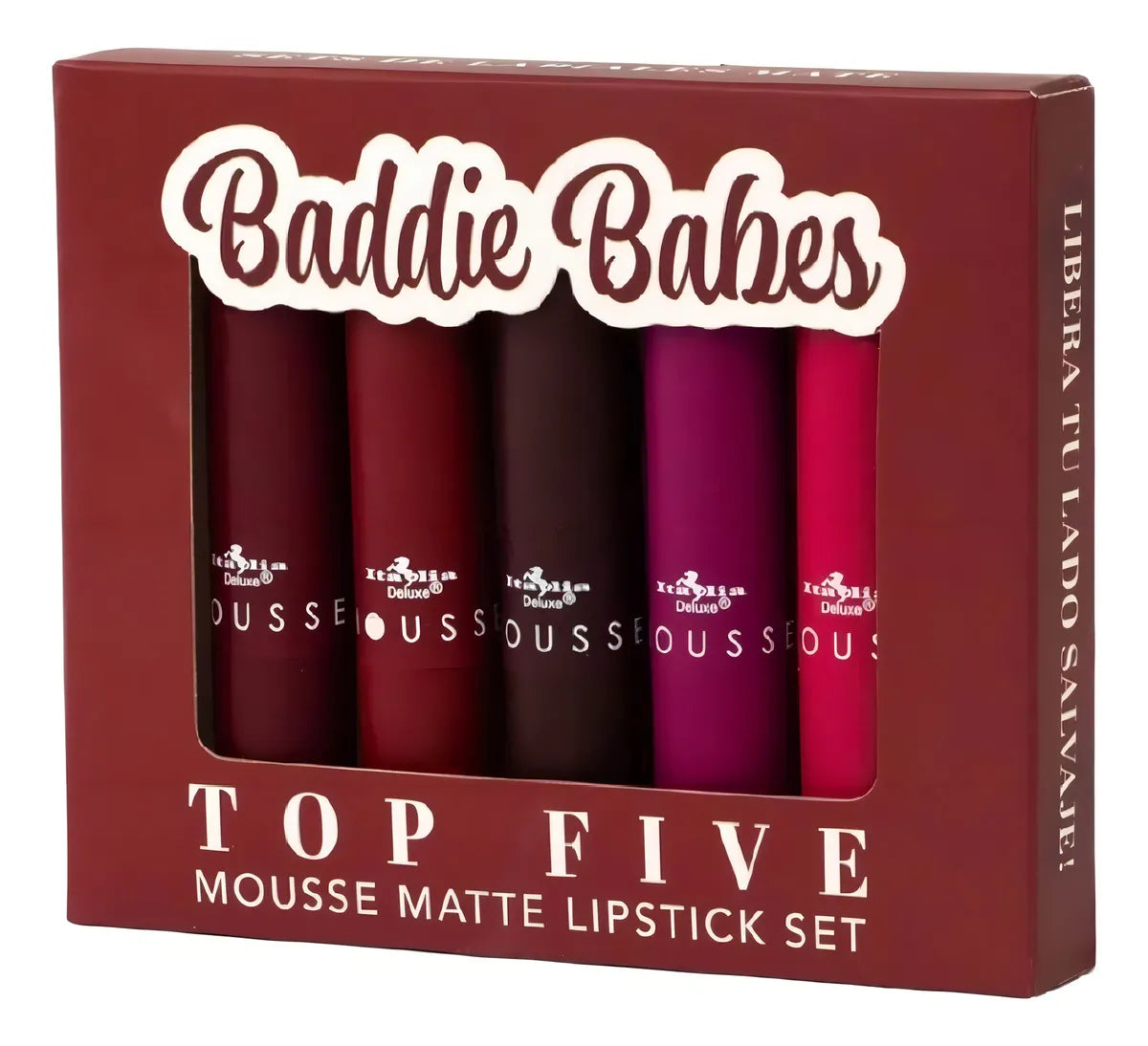 🔥 SET DE 5 LABIALES MOUSSE MATTE LARGA DURACIÓN 💄 RESISTENTE AL AGUA 💧 – ITALIA DELUXE