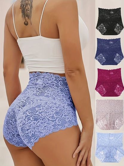 💯🔝Panty De Encaje Sin Costuras ⭐⭐⭐⭐⭐ De Cintura De Corte Alto Para Mujer💃