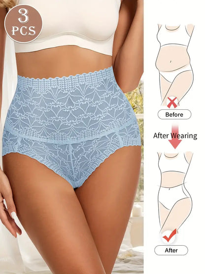 💯🔝Panty De Encaje Sin Costuras ⭐⭐⭐⭐⭐ De Cintura De Corte Alto Para Mujer💃