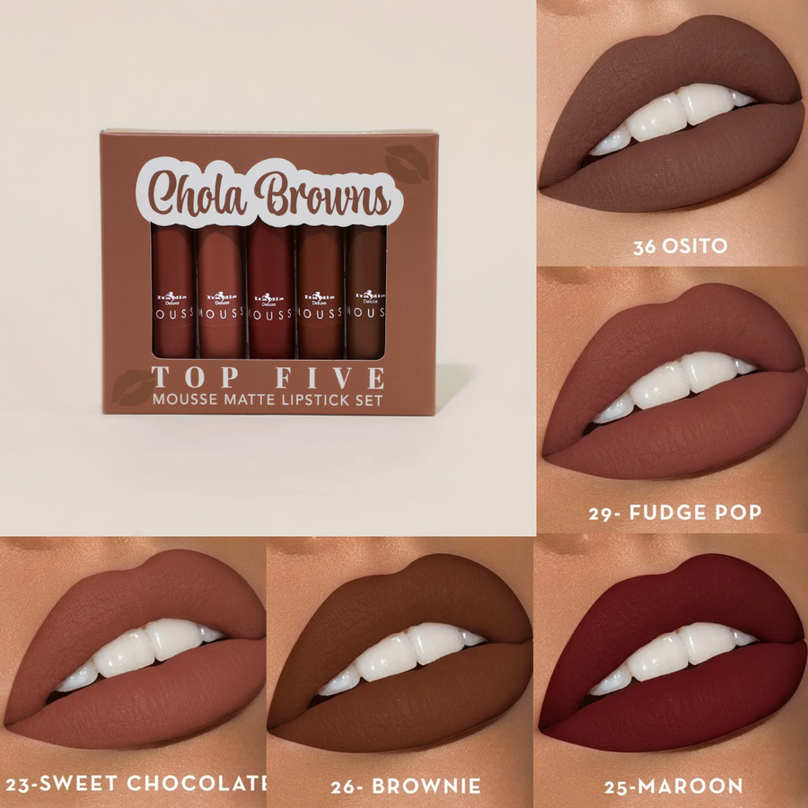 🔥 SET DE 5 LABIALES MOUSSE MATTE LARGA DURACIÓN 💄 RESISTENTE AL AGUA 💧 – ITALIA DELUXE