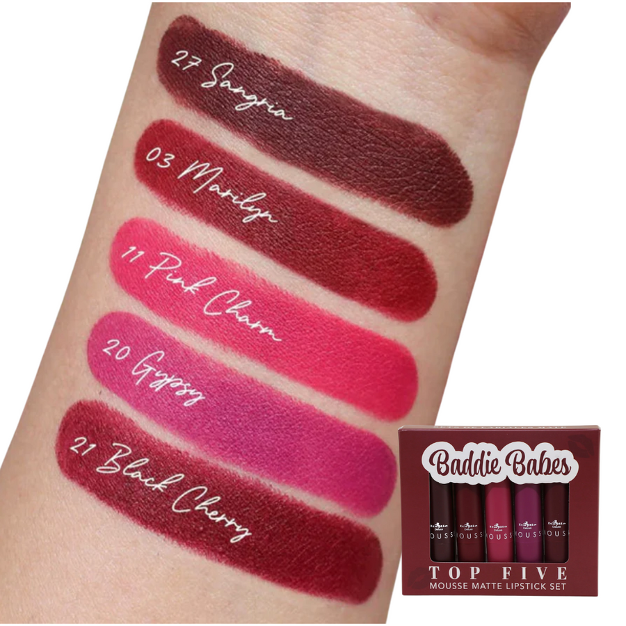 🔥 SET DE 5 LABIALES MOUSSE MATTE LARGA DURACIÓN 💄 RESISTENTE AL AGUA 💧 – ITALIA DELUXE